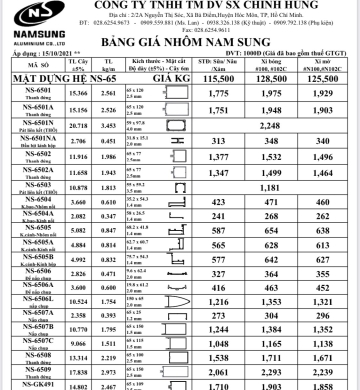 MẶT DỰNG HỆ NS-65
