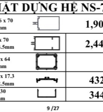 MẶT DỰNG HỆ NS-70